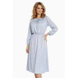 Vintage 1970s Blue‎ Ditzy Floral Long Sleeve Midi Dress